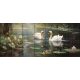 two swans swimming on a lily-covered pond – romantic nature ceramic tile mural